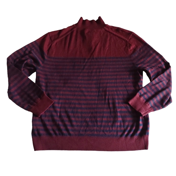 NWT Nautica XL Navtech Blue Burgundy Stripe Quarter Zip Sweater - Picture 2 of 12